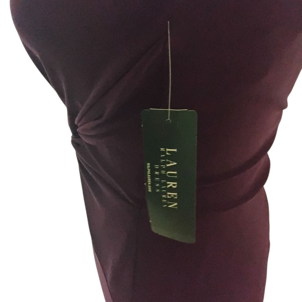 Lauren Ralph Lauren Women's 6 Raisin Cap Sleeve Ruching Pull-on Midi Dress - Picture 3 of 7